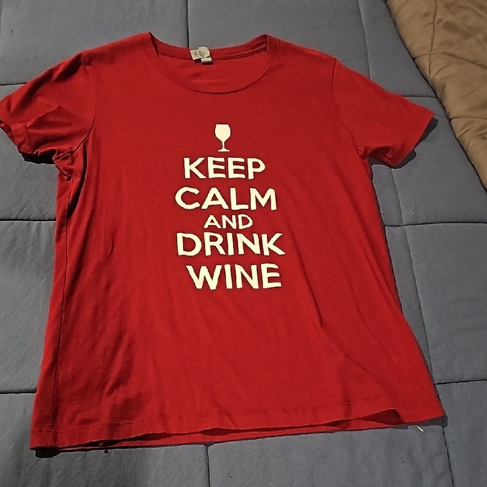 Red Graphic Tee - Keep Calm and Drink Wine